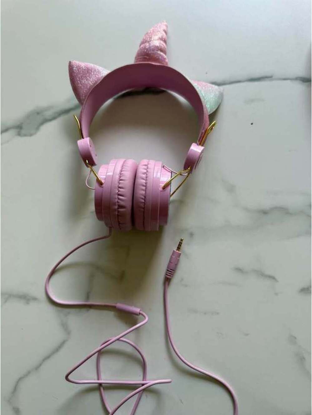 Kids Pink Glitter Unicorn Headphones with Cat Ears – Wired